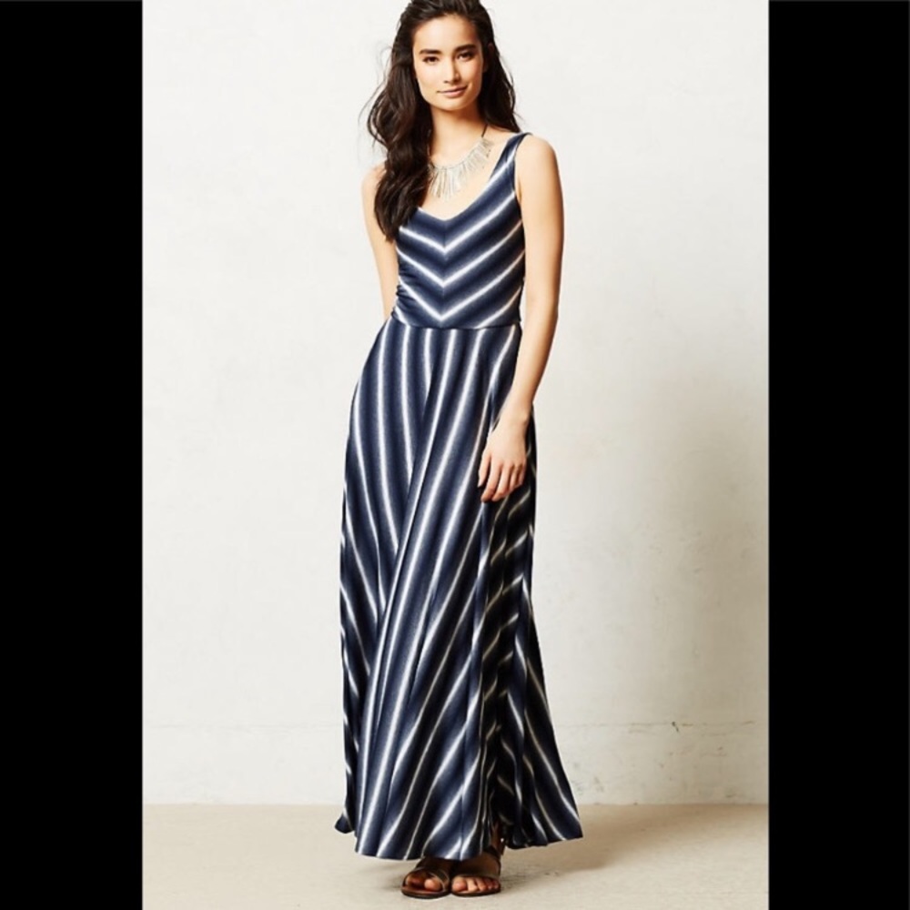 Anthropologie striped navy and white dress